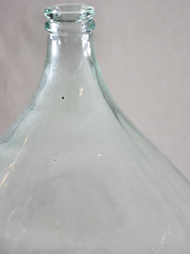 Large antique blown glass demijohn bottle - blue / green 22¾"