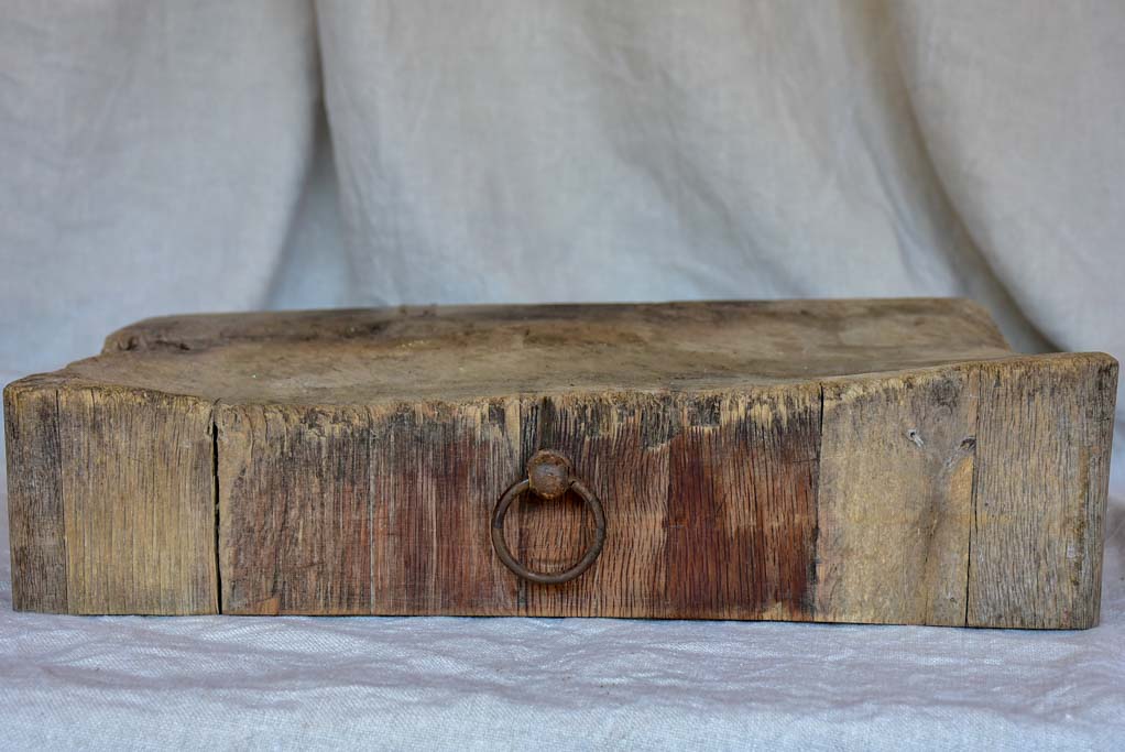 Salvaged antique French butcher's cutting block