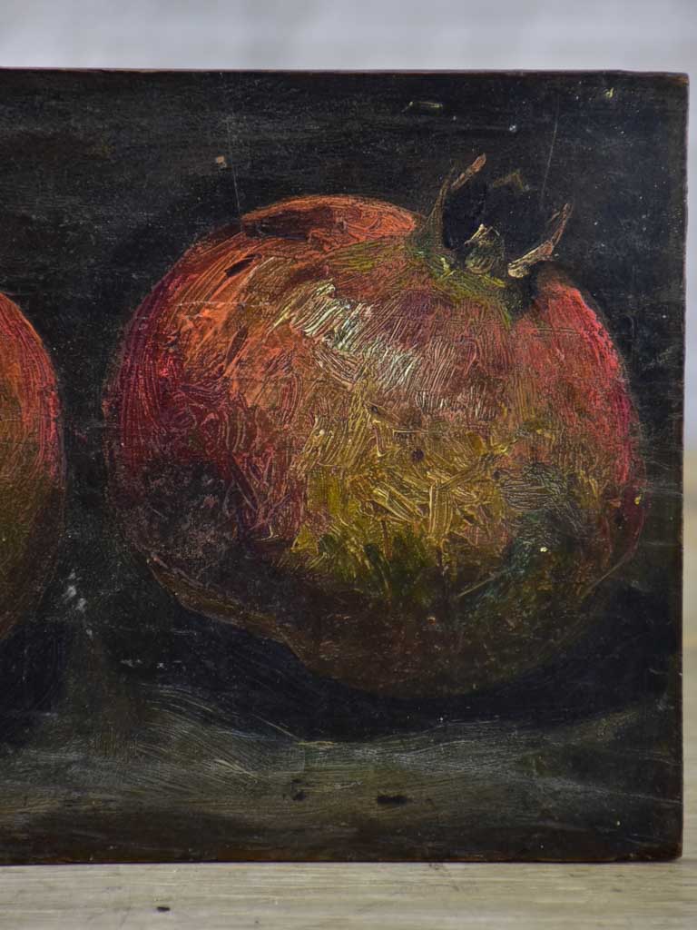 Small early 20th Century oil on wood - pomegranates 8¾" x 6"