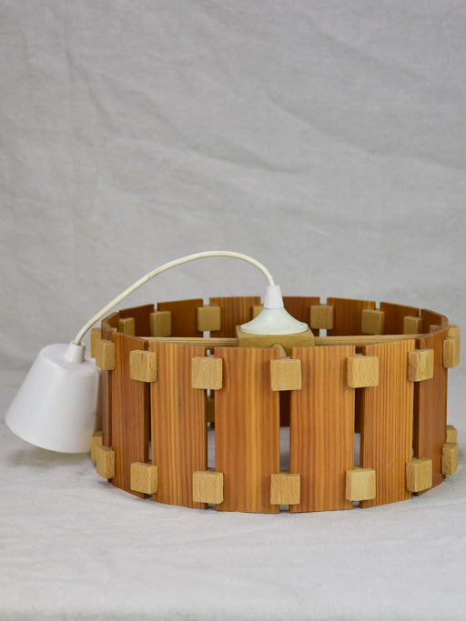 Vintage French ceiling light with slatted two-tone timber 12½" x  5"