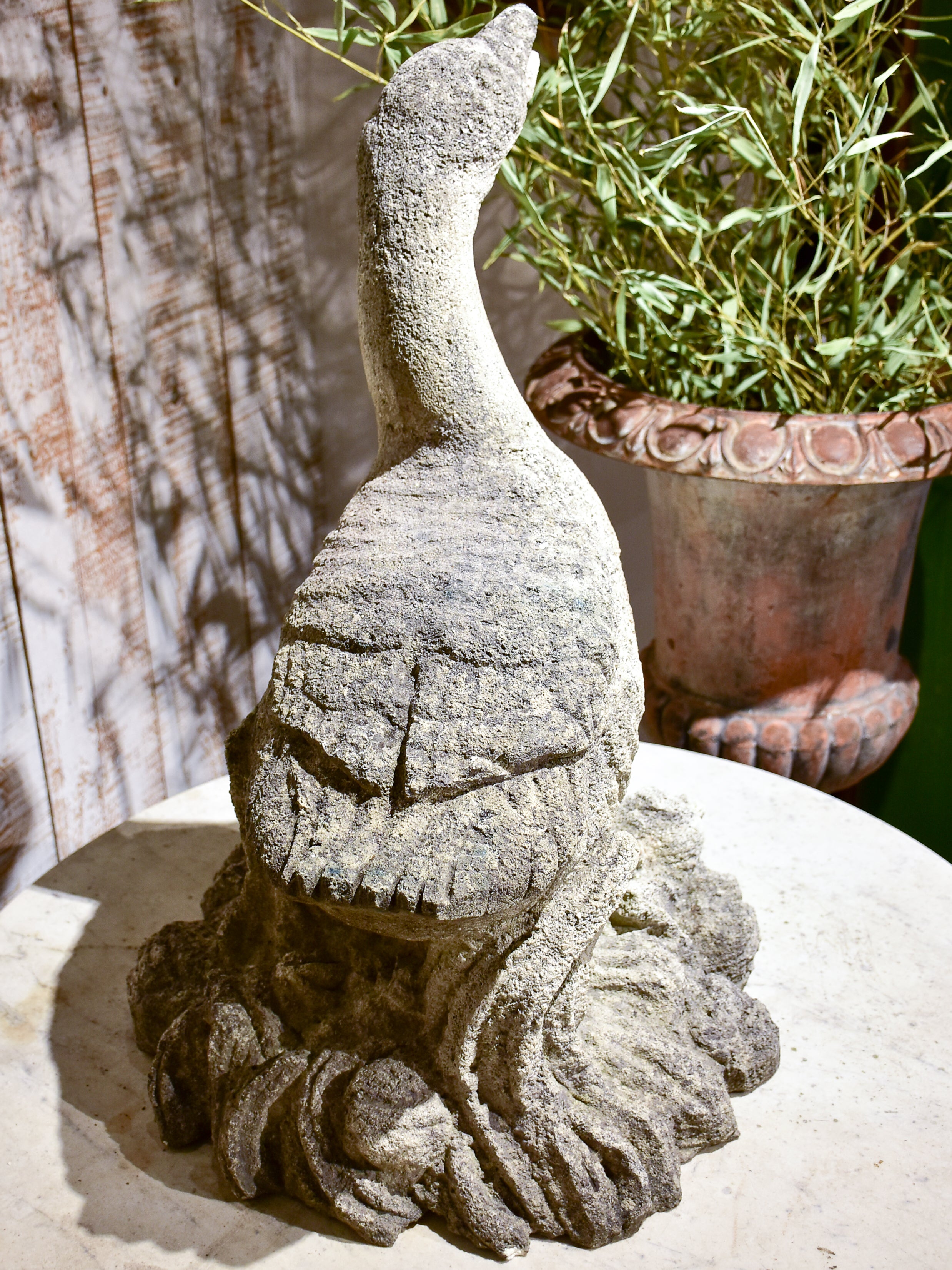 Vintage French garden sculpture of a goose