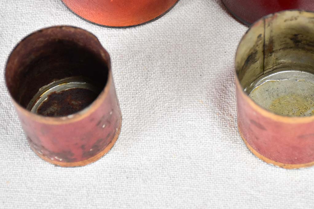 Two late nineteenth-century French apothecary jars with red tin lids 8¼"