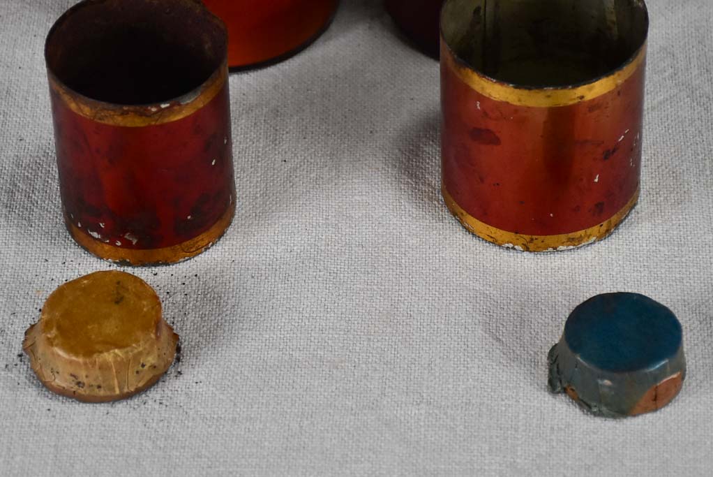 Two late nineteenth-century French apothecary jars with red tin lids 8¼"