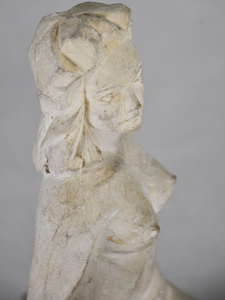 1940's plaster sculpture of a lady and a ball 12¼"