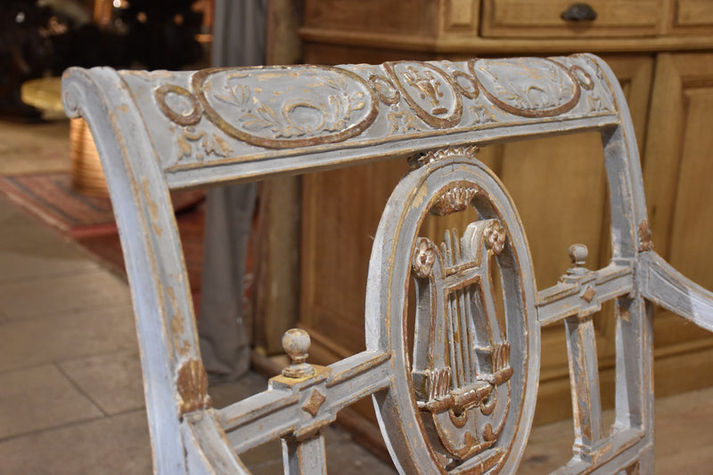 French bench seat with lyre back detail