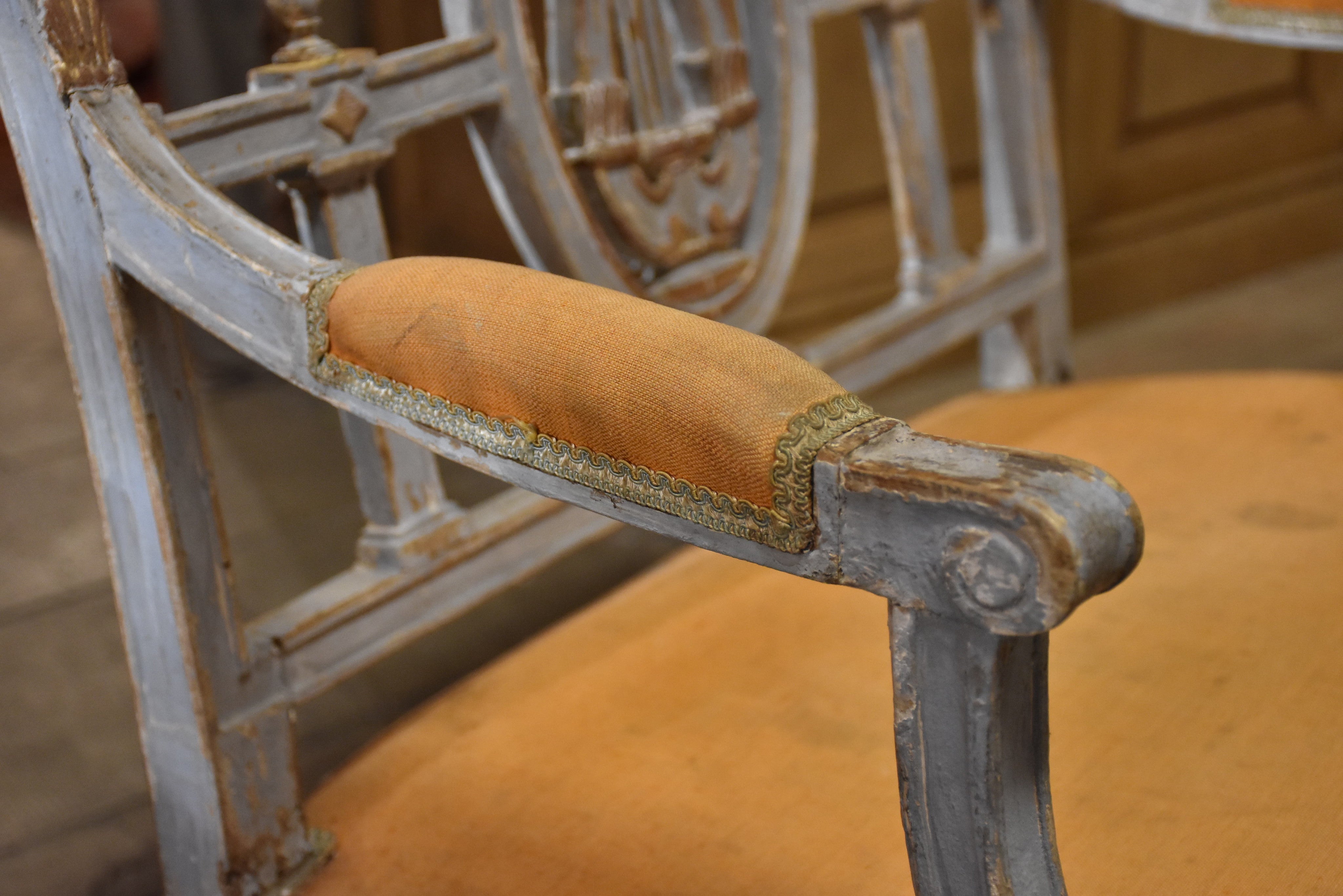 French bench seat with lyre back detail