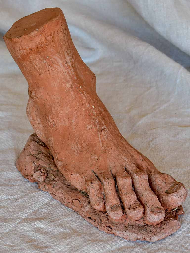 Antique French terracotta sculpture of a foot