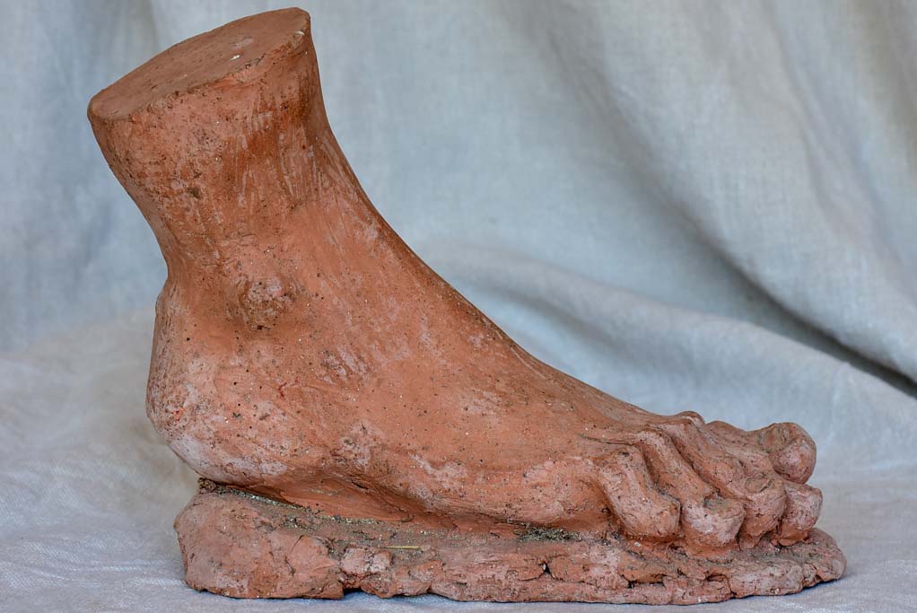 Antique French terracotta sculpture of a foot