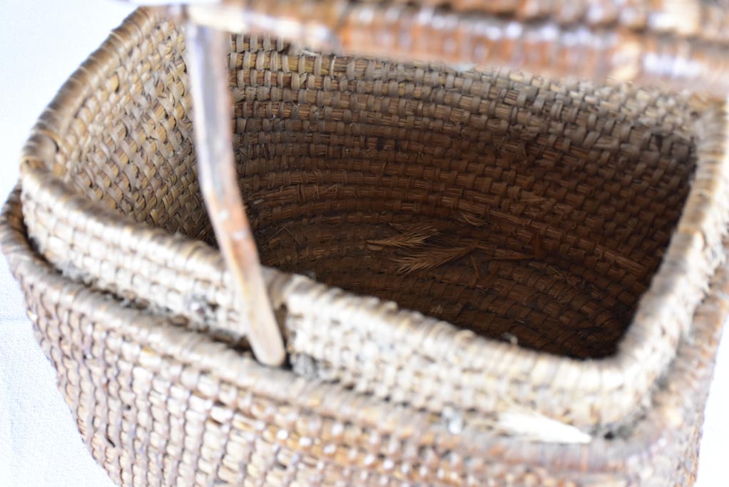 Antique French woven basket 13½"