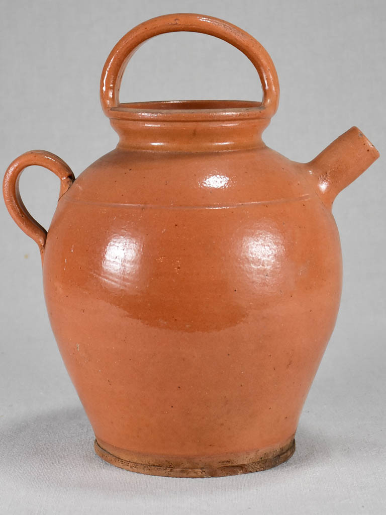 Mid-century French water pitcher with apricot glaze 12½"