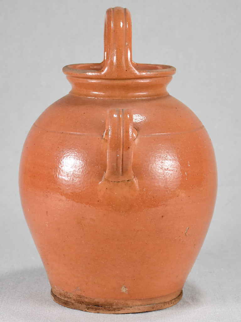 Mid-century French water pitcher with apricot glaze 12½"