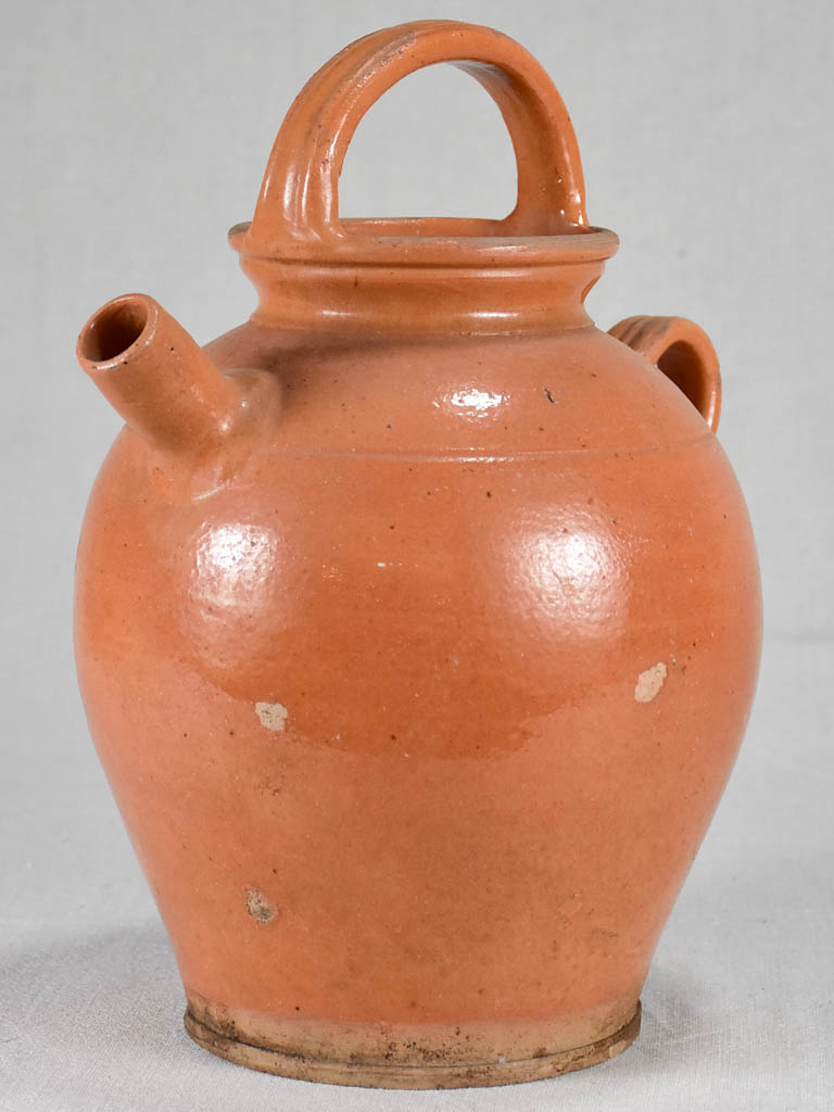 Mid-century French water pitcher with apricot glaze 12½"