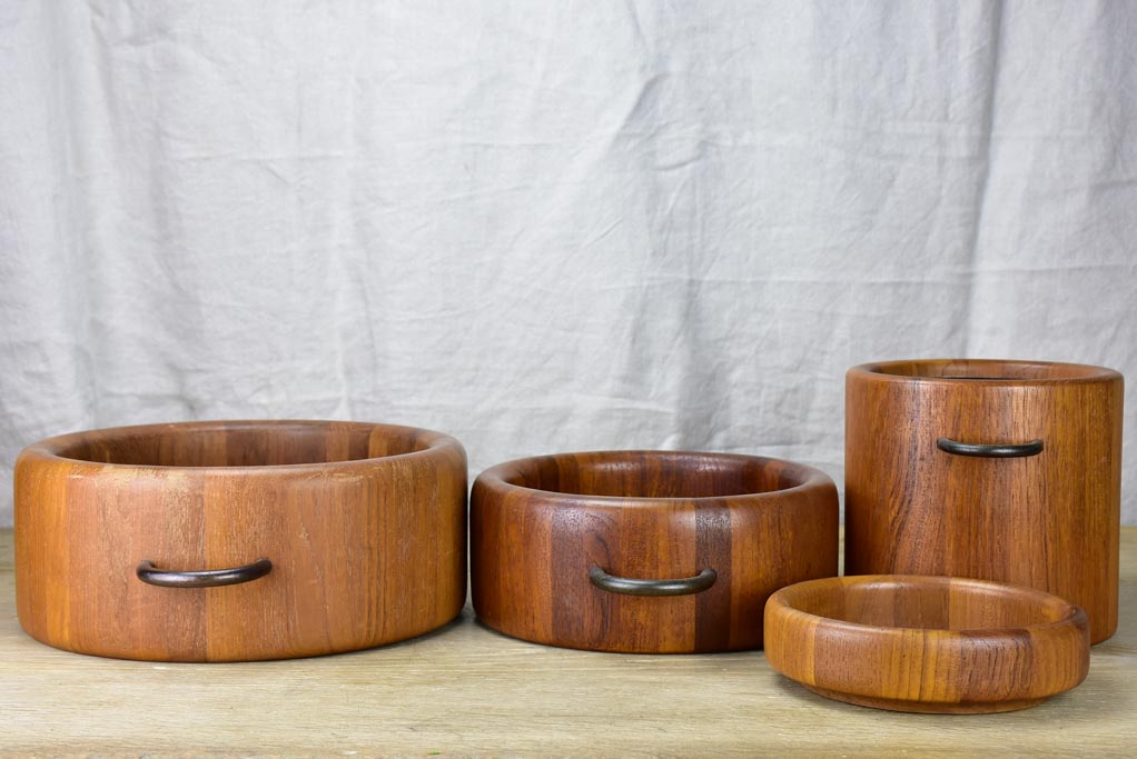 Three Digsmed teak household pieces- two bowls and an ice bucket. 1960's