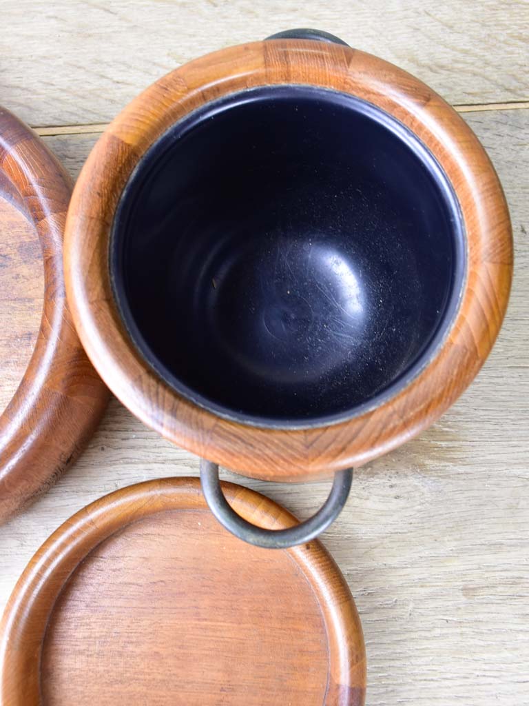 Three Digsmed teak household pieces- two bowls and an ice bucket. 1960's