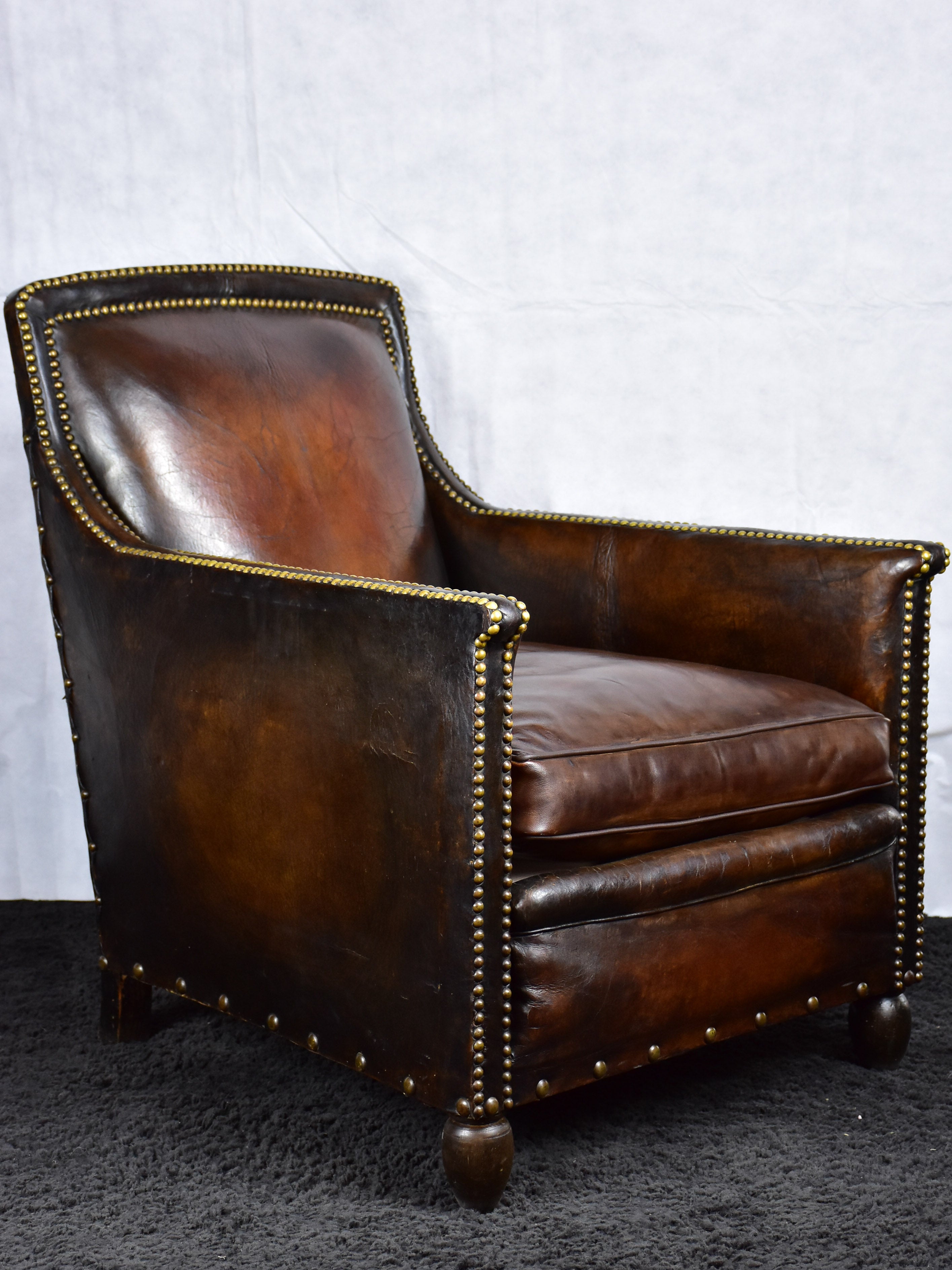 Vintage French leather club chair