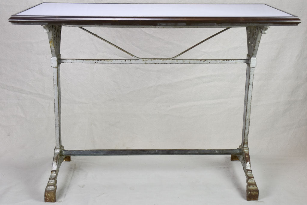 Art Deco rectangular bistro table with opaline glass top