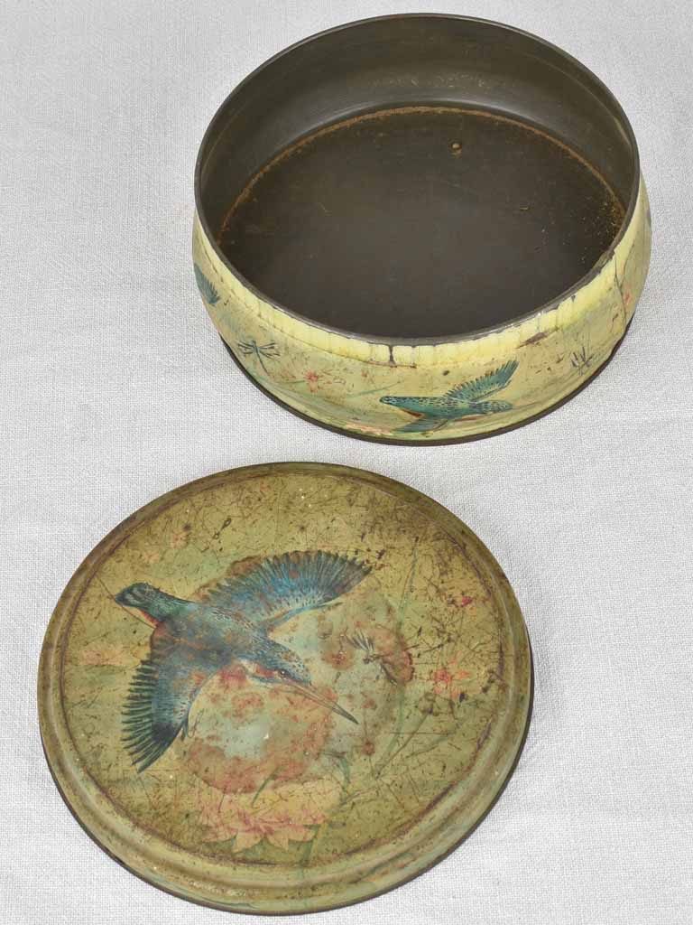 Set of timeworn French biscuit tins