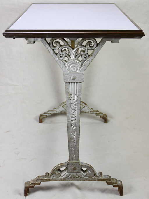 Art Deco rectangular bistro table with opaline glass top