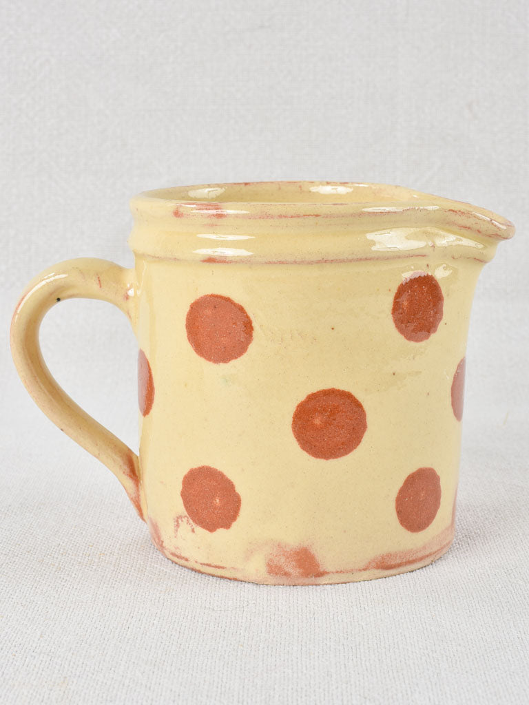 Small spotted pitcher - milk jug, yellow & brown 12