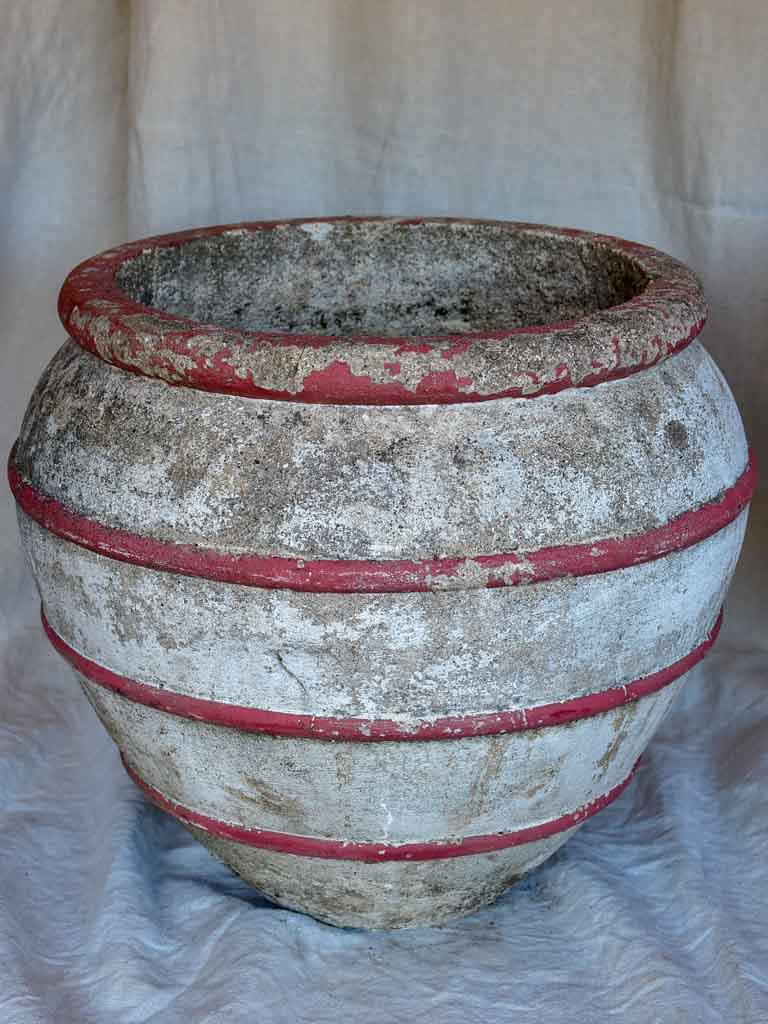 Pair of mid century French planters with red stripes