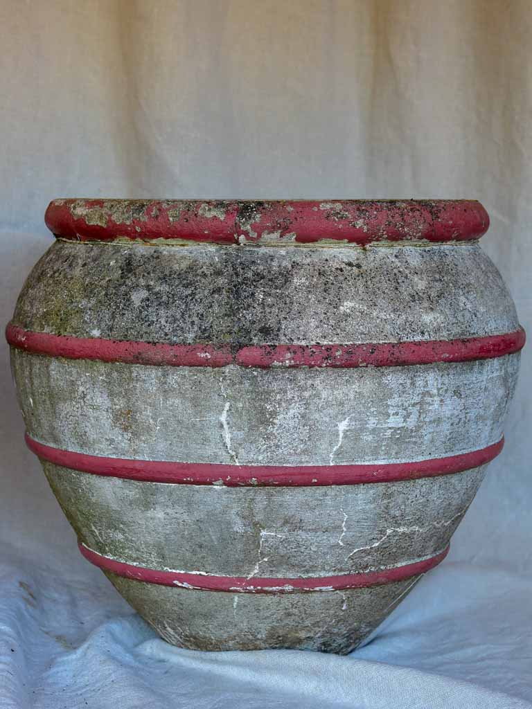 Pair of mid century French planters with red stripes