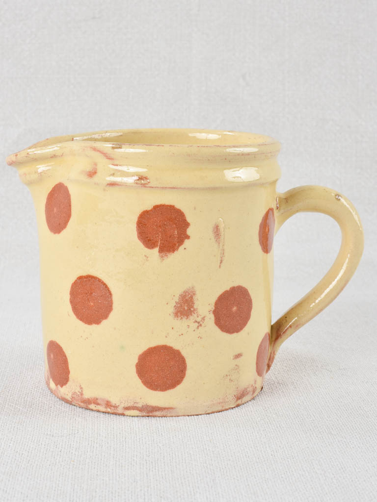 Small spotted pitcher - milk jug, yellow & brown 12