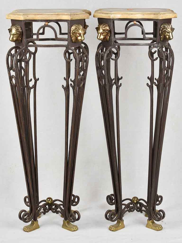 Pair of Art Deco wrought iron pedestals 41¼"