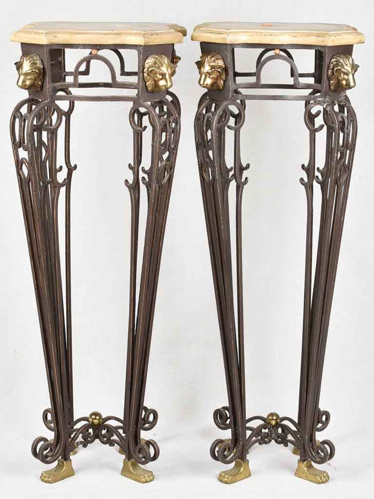 Pair of Art Deco wrought iron pedestals 41¼"