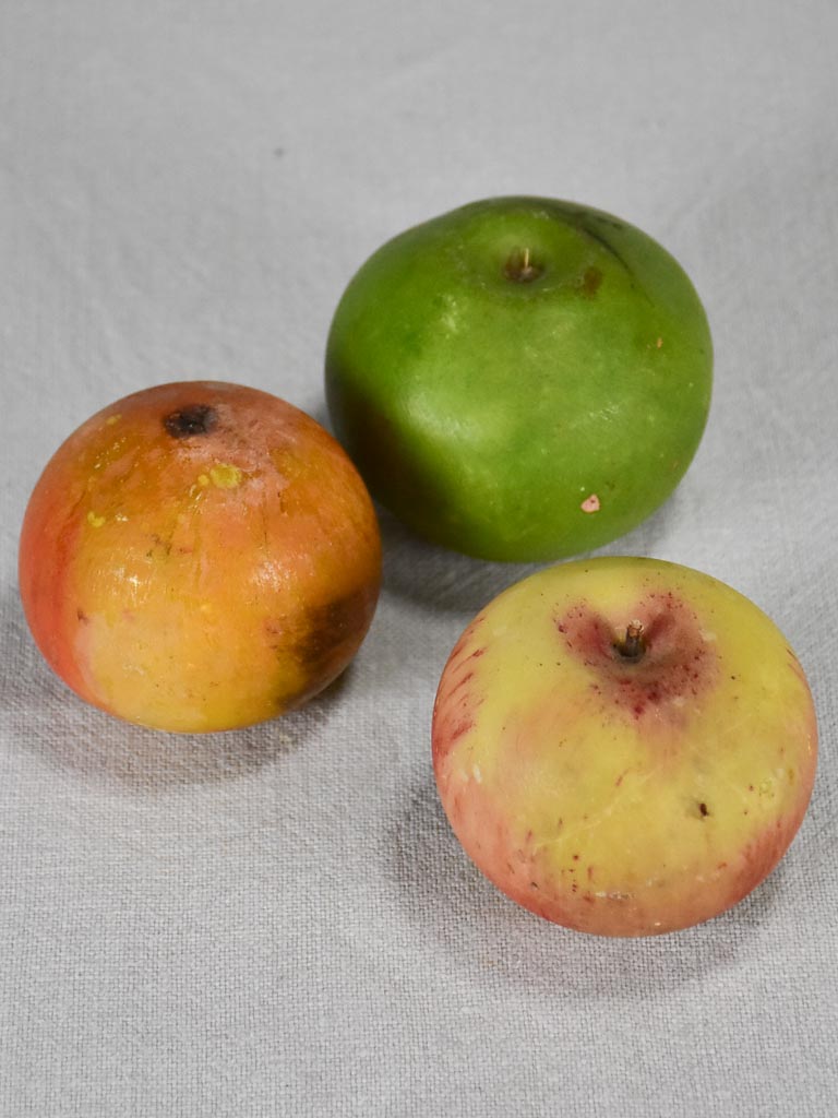 Collection of three vintage marble fruits