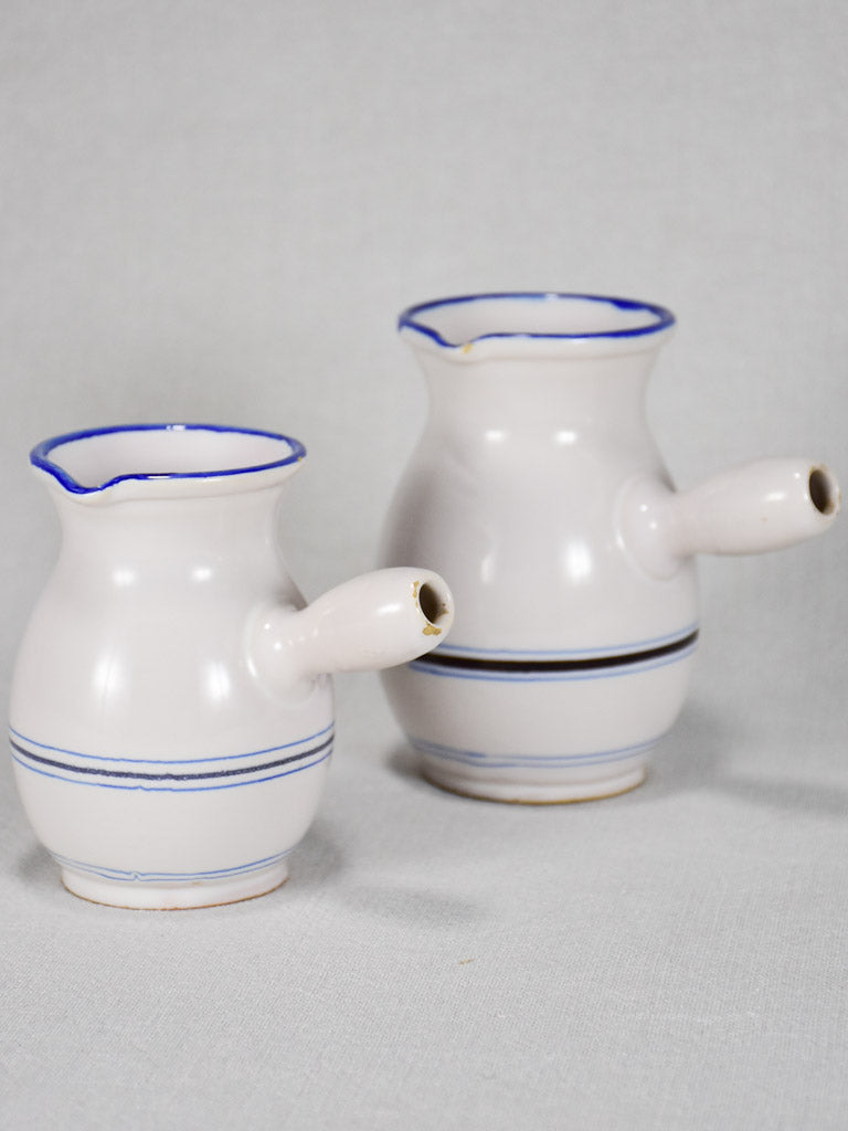 Two white and blue striped pots from Sète - 19th century