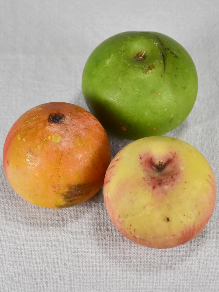 Collection of three vintage marble fruits