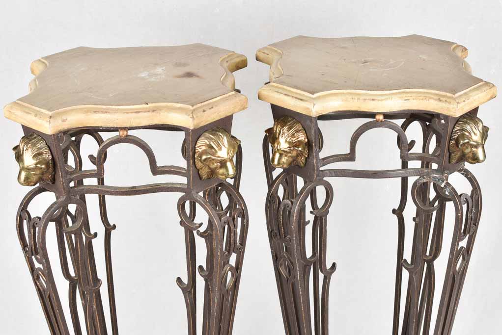 Pair of Art Deco wrought iron pedestals 41¼"