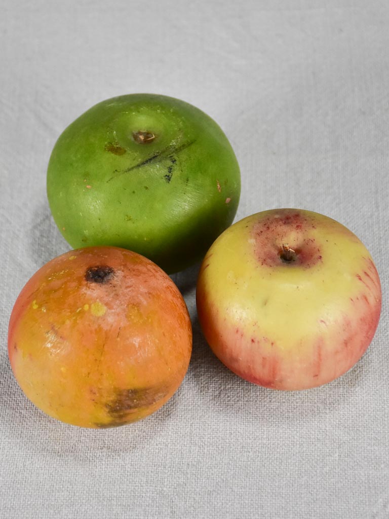 Collection of three vintage marble fruits