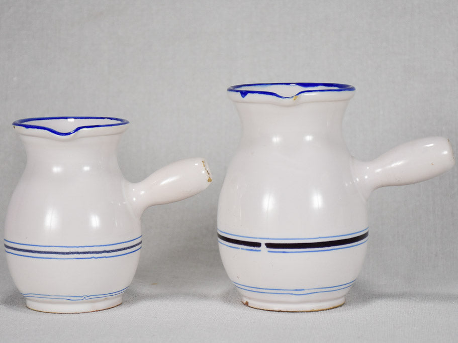 Two white and blue striped pots from Sète - 19th century