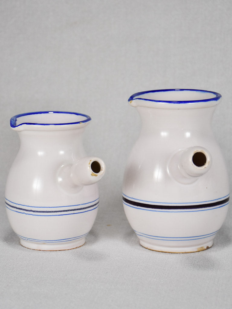 Two white and blue striped pots from Sète - 19th century