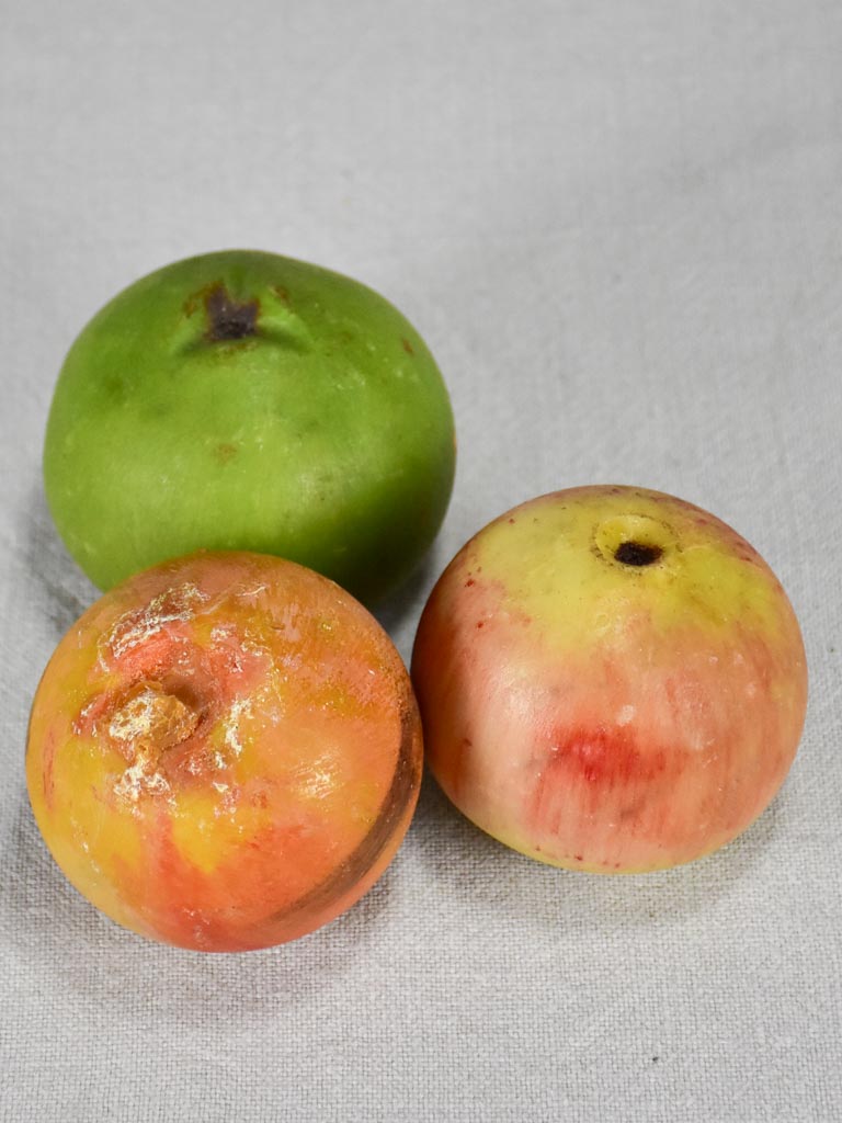 Collection of three vintage marble fruits