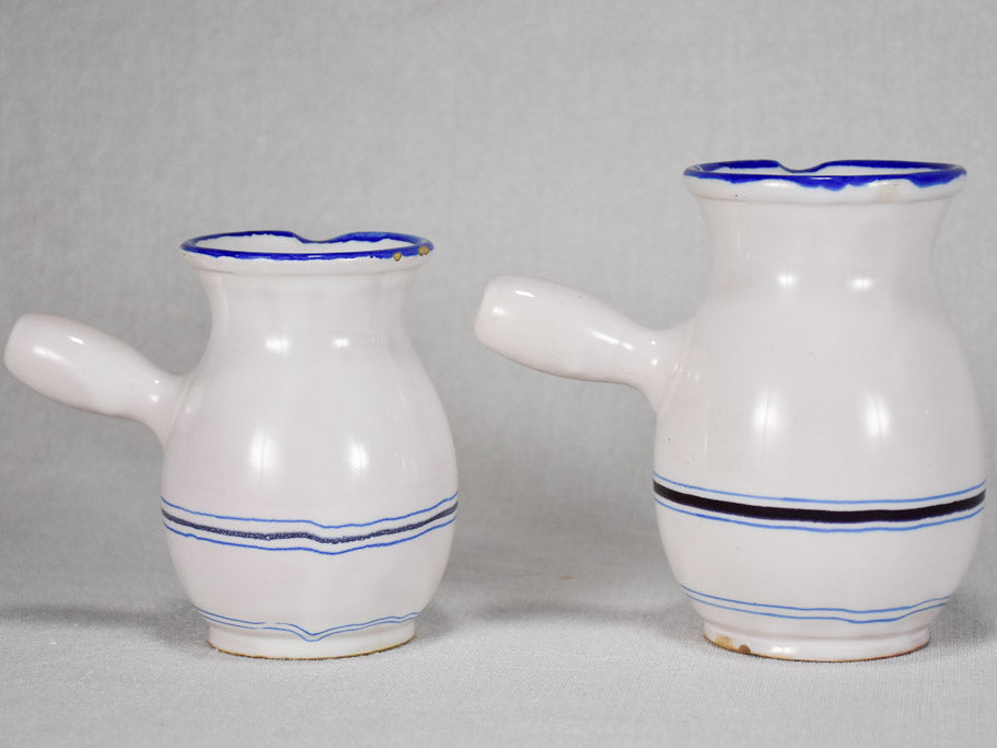 Two white and blue striped pots from Sète - 19th century