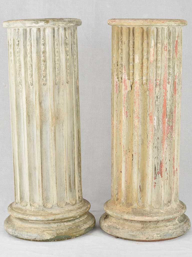 Pair of terracotta column pedestals 27½