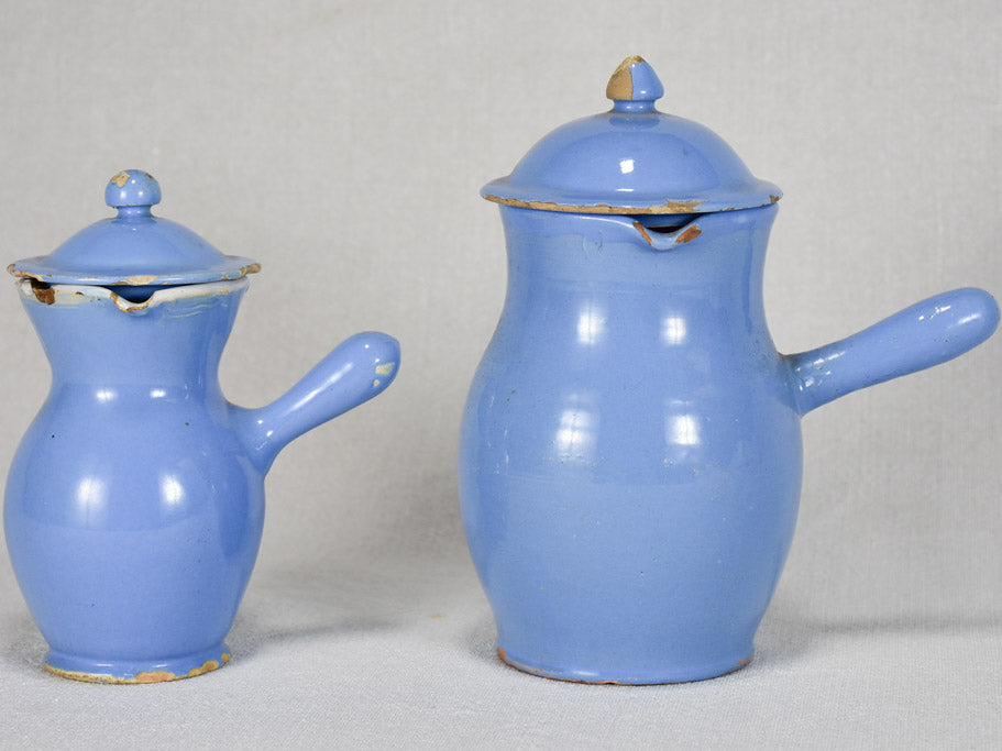 Two blue lidded pots from Sète - 19th century