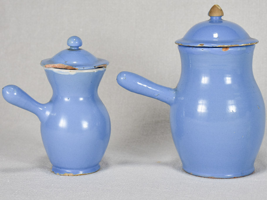 Two blue lidded pots from Sète - 19th century