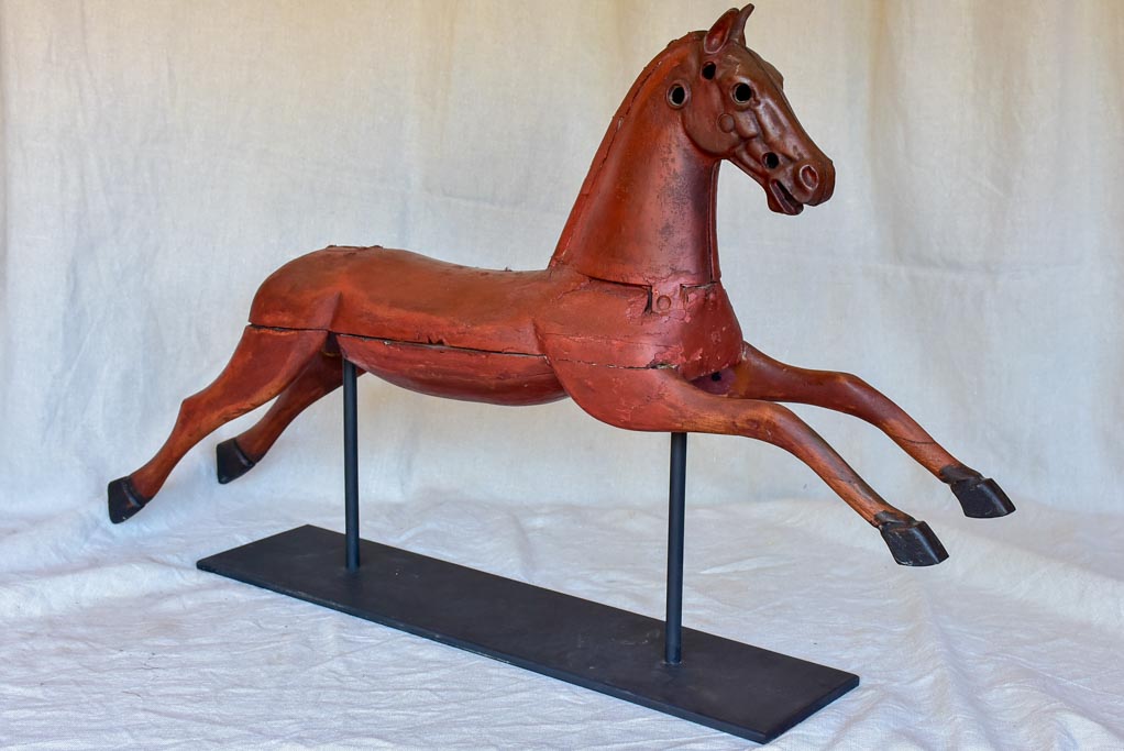 Napoleon III salvaged toy horse mounted on an iron stand