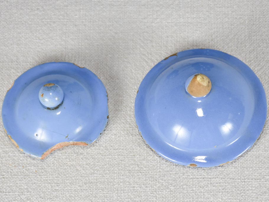 Two blue lidded pots from Sète - 19th century