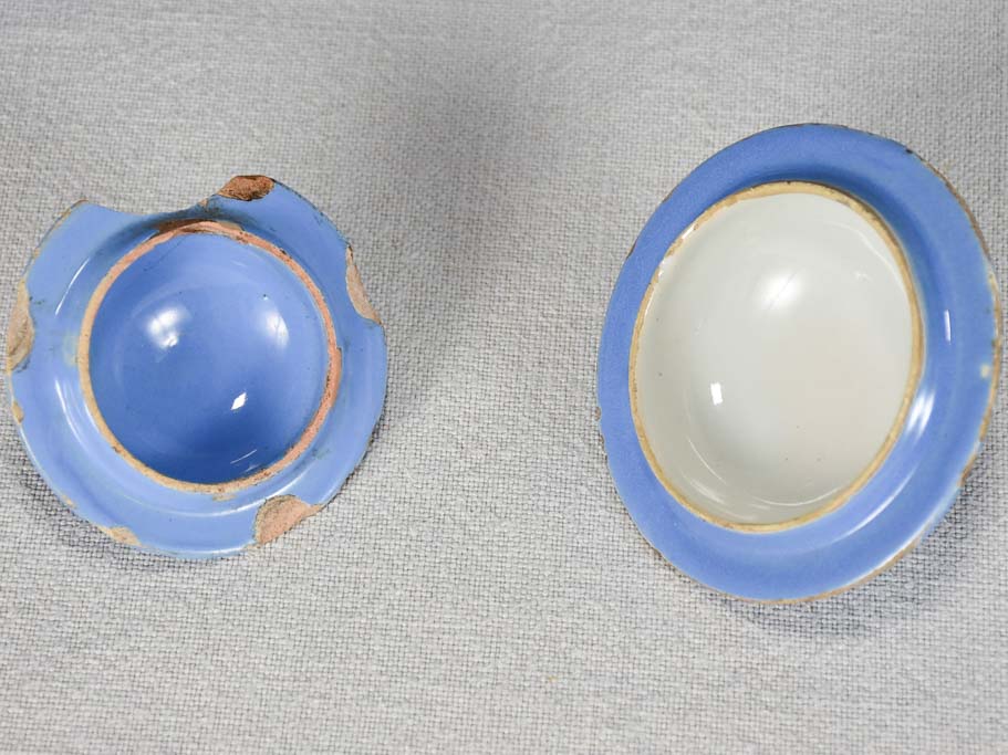 Two blue lidded pots from Sète - 19th century