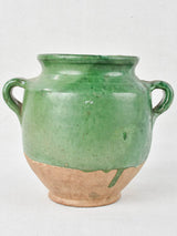 Antique French confit pot with green / blue glaze 6¾"