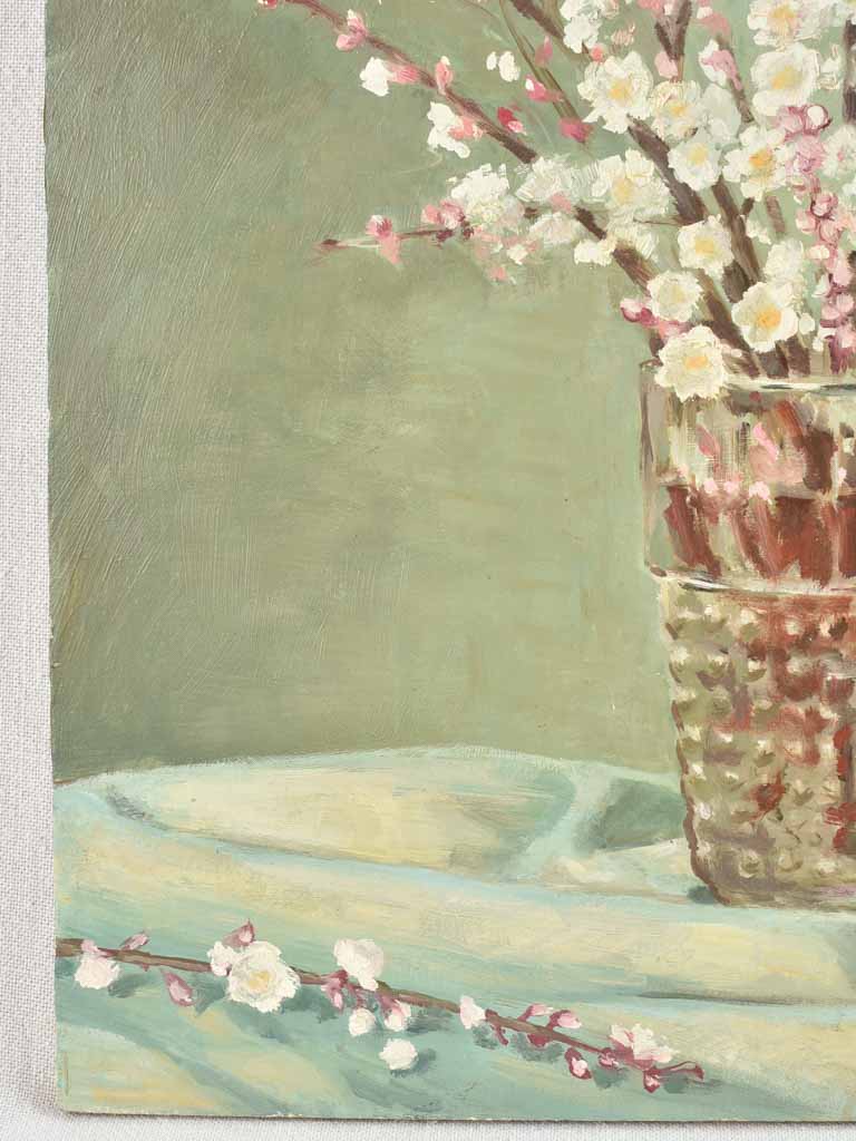 Vintage Floral still life painting with cherry blossom - Signed D.Carda - 21¾" x 18"