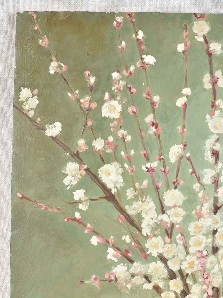 Vintage Floral still life painting with cherry blossom - Signed D.Carda - 21¾" x 18"