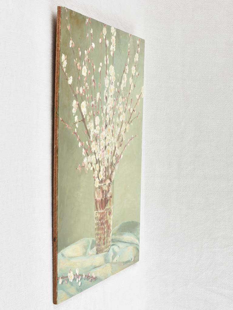 Vintage Floral still life painting with cherry blossom - Signed D.Carda - 21¾" x 18"