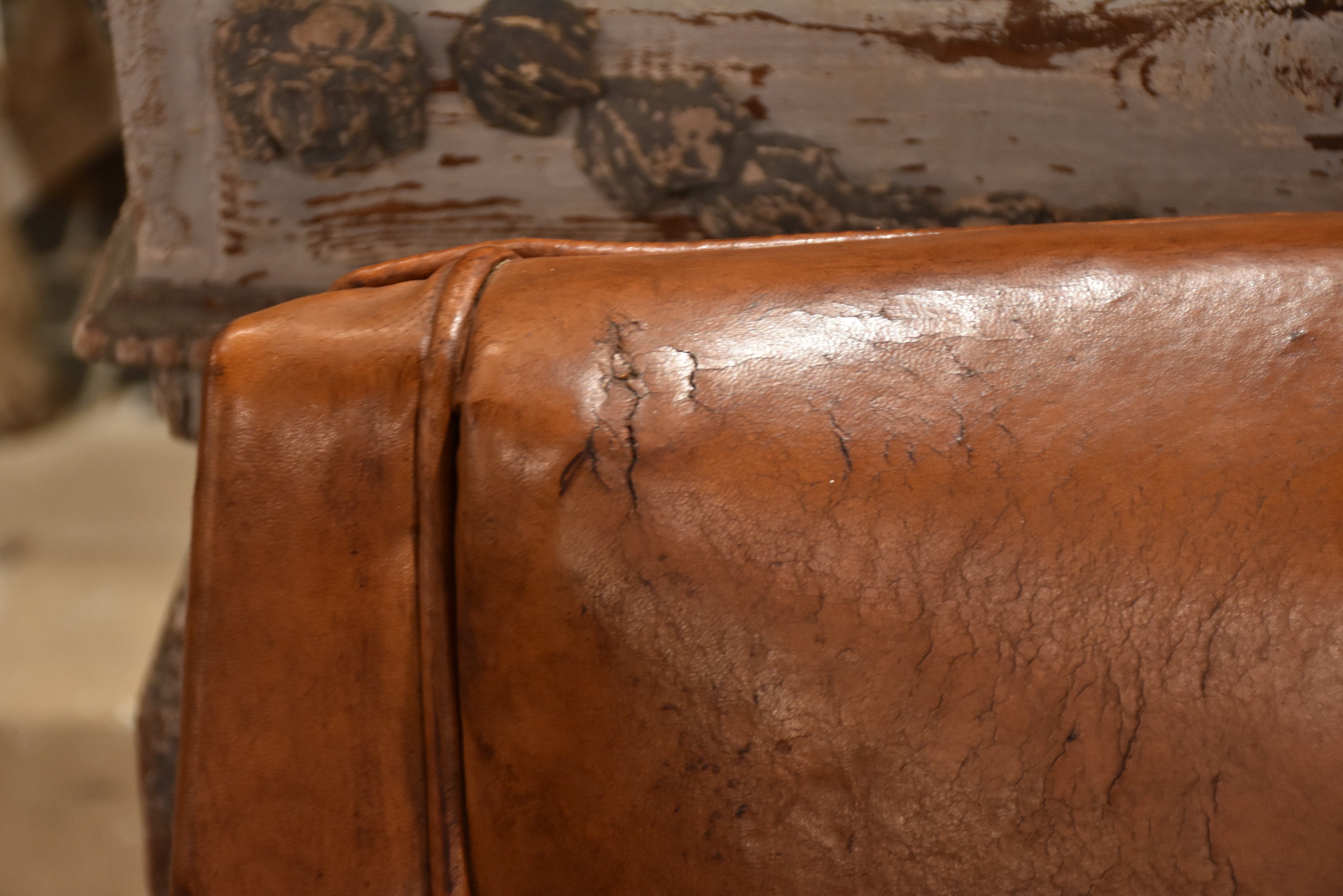 Pair of petite 1960’s leather French armchairs