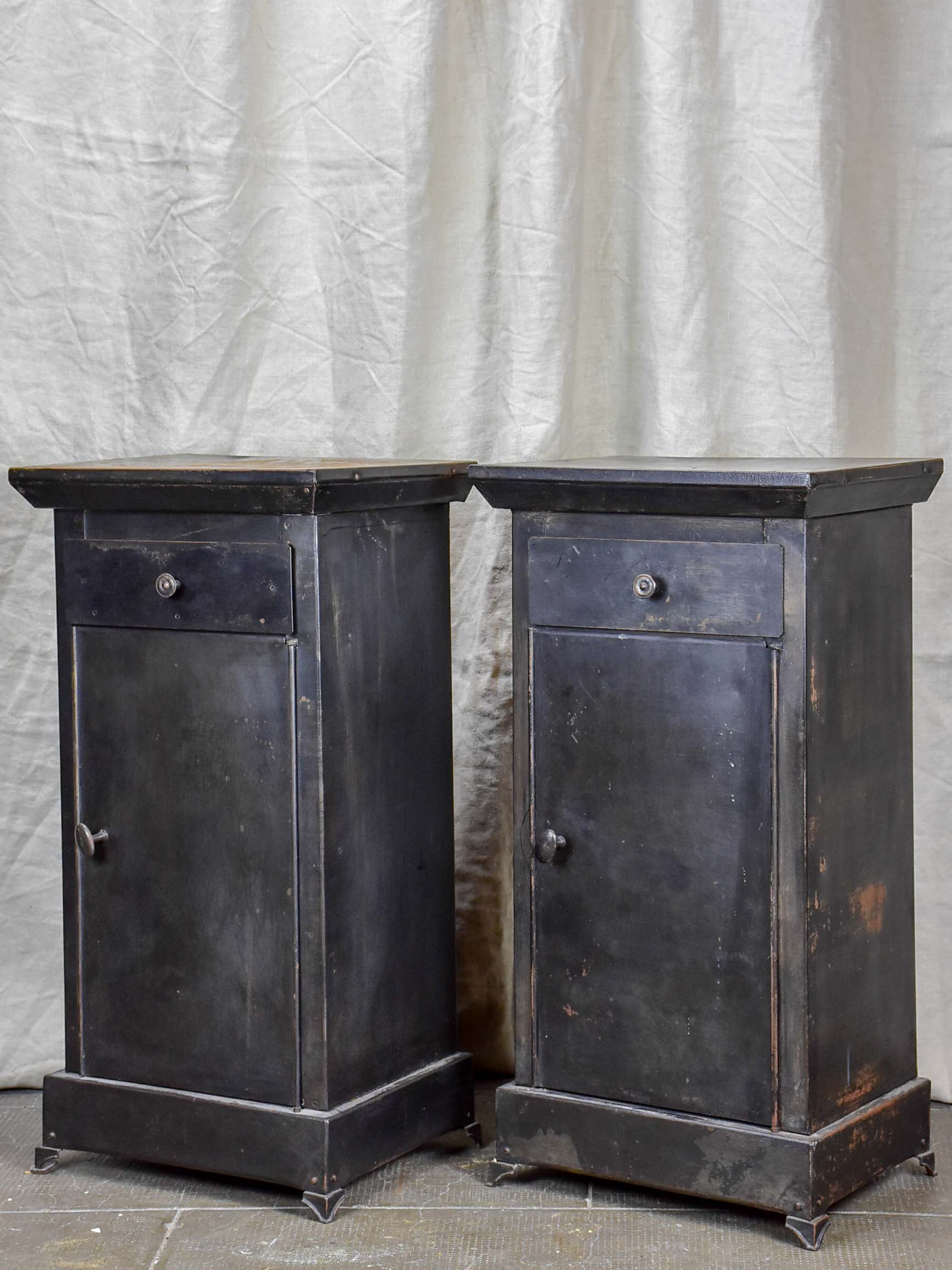 Pair of antique industrial nightstands