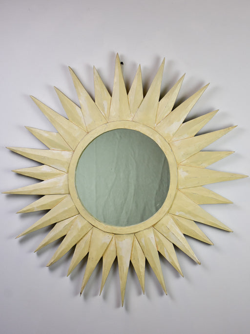 Mid century French sunburst mirror with painted frame 30¾"